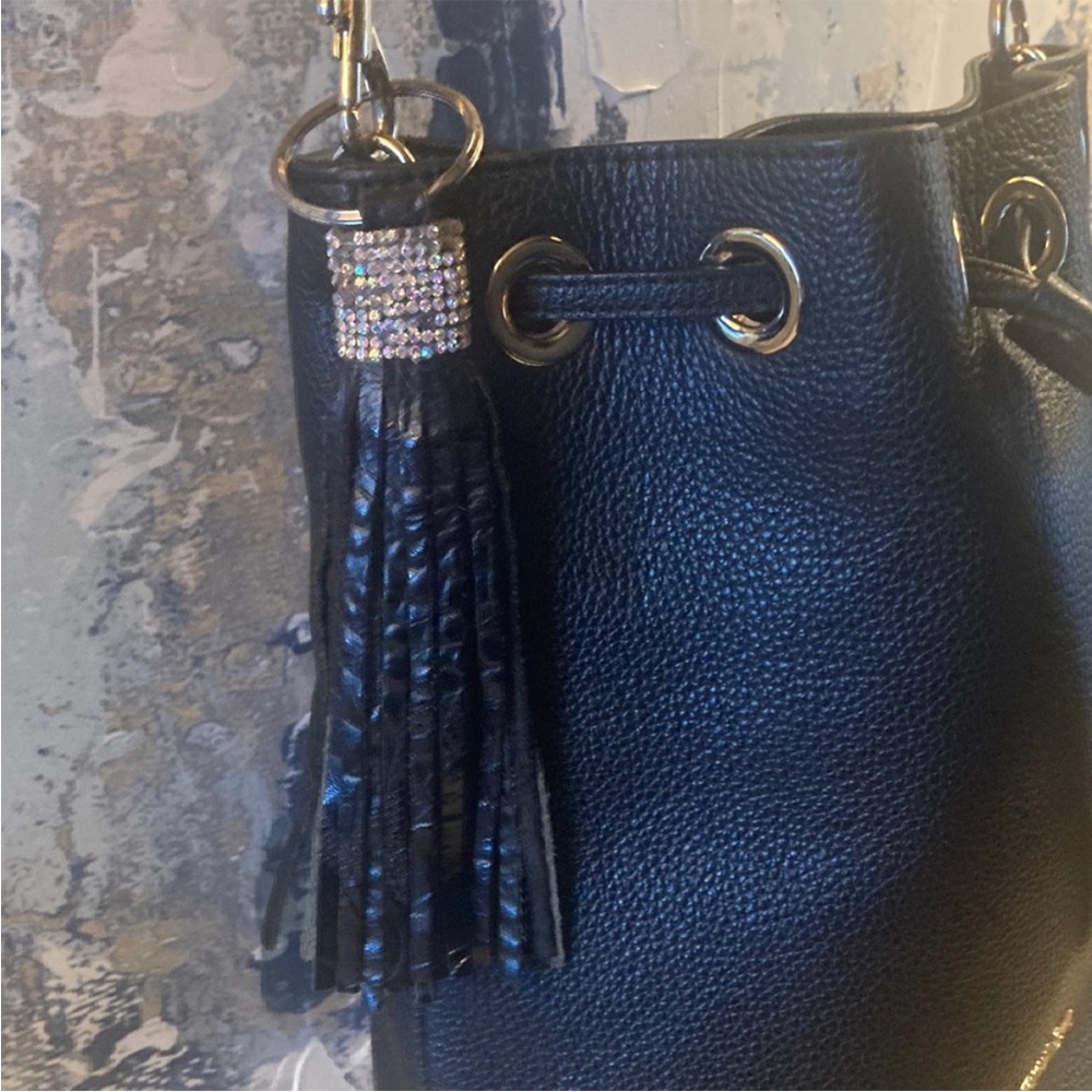 Furla Black Leather Drawstring Bucket Bag - Picture 3 of 11